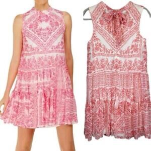 NWT Calvin Klein Women Pink Bandana Print Swing Regatta Dress Sz 4 Date Coquette